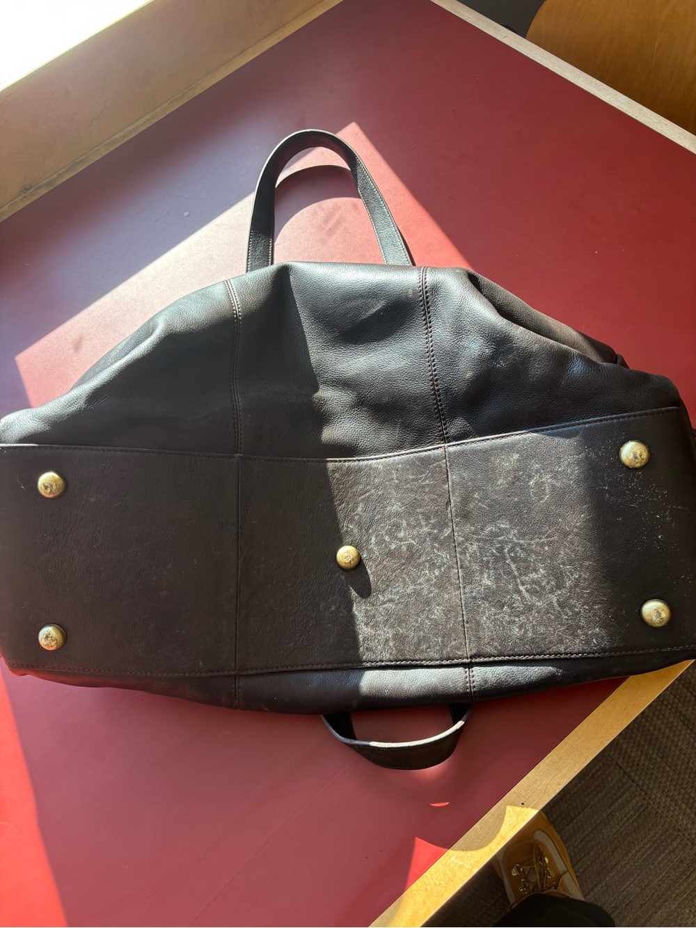 Christian Lacroix Black Leather Duffel with Brass Feet